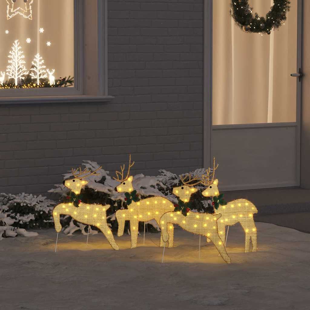 Christmas Reindeer Cold White Gold fabric 4