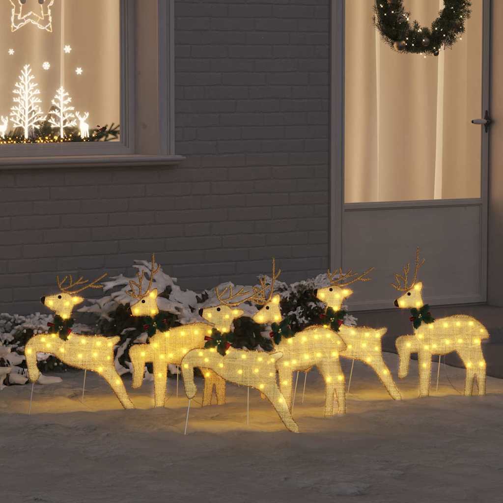 Christmas Reindeer Cold White Gold fabric 6
