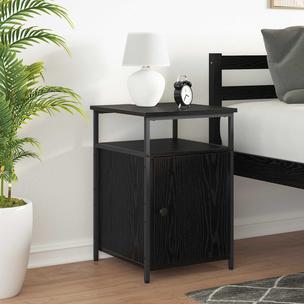 Bedside Cabinet Engineered Wood Black oak 1
