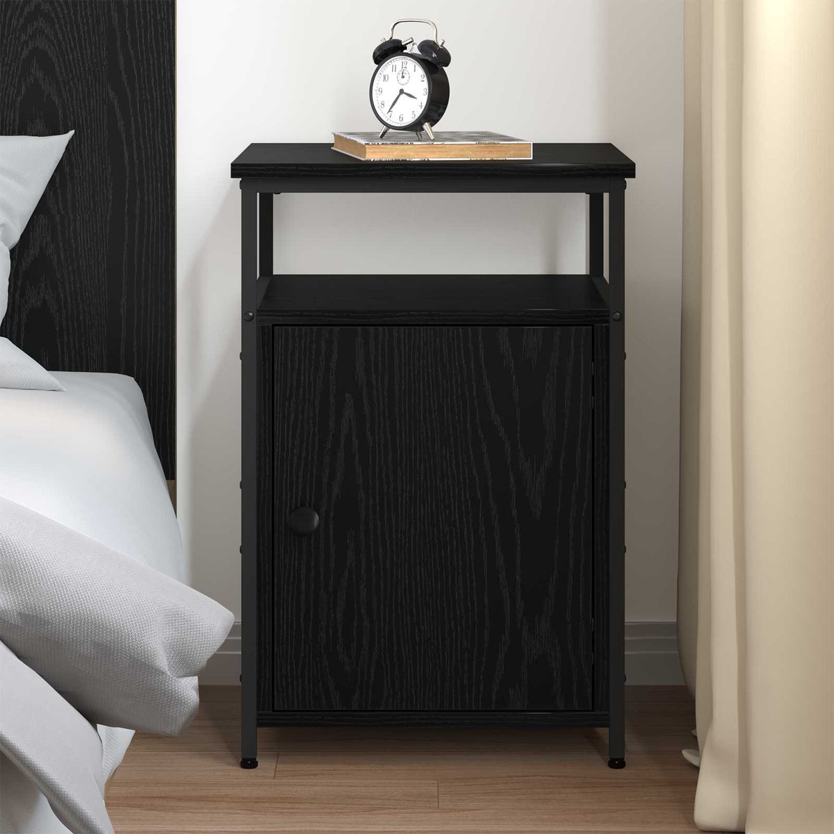 Bedside Cabinet Engineered Wood Black oak 1