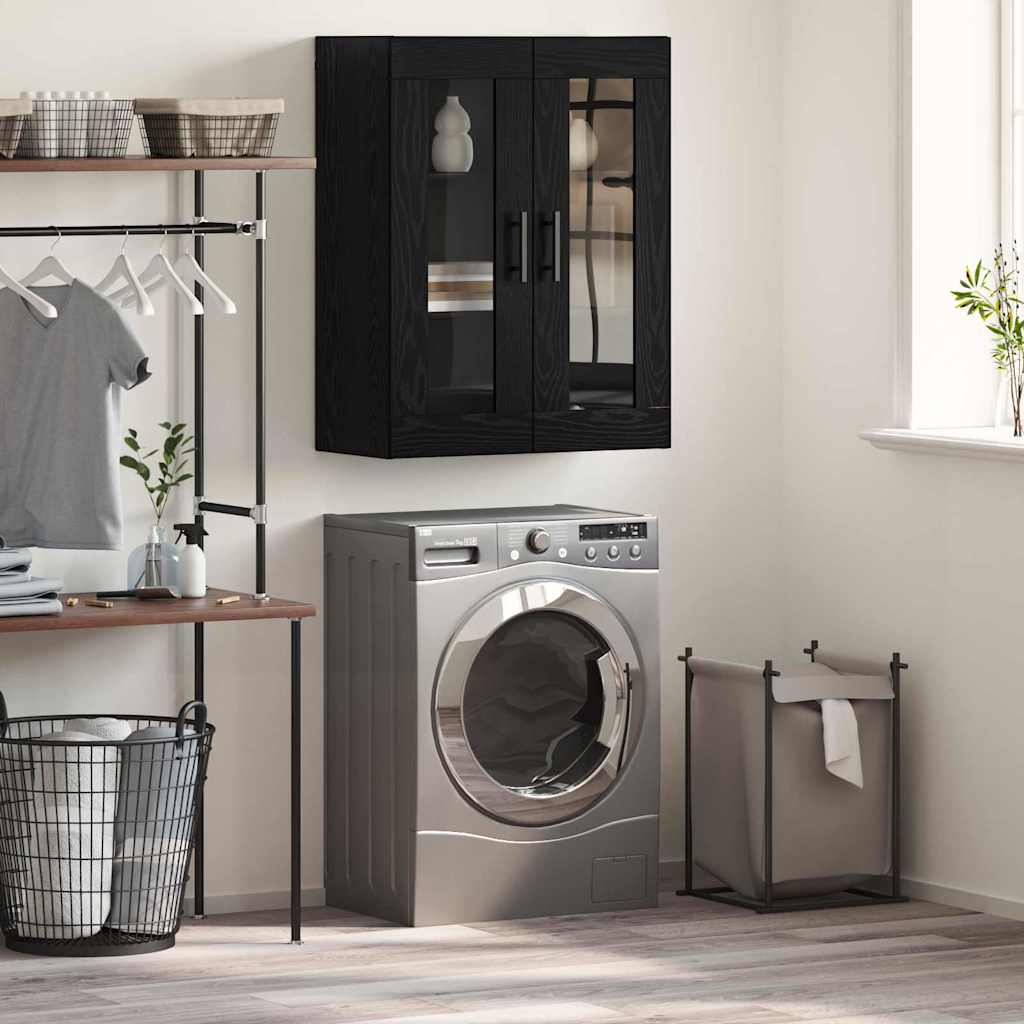 Wall Mounted Cabinet 69,5x34x90 cm Black oak