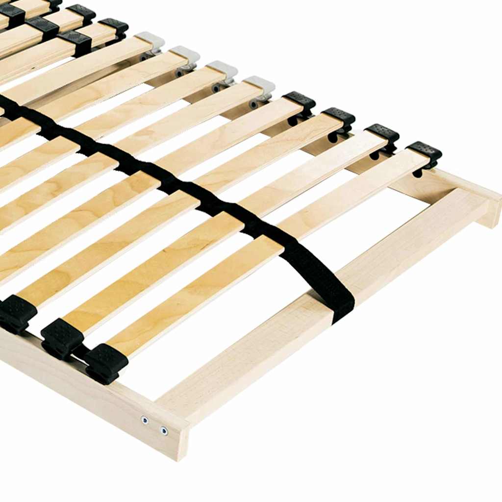 Slatted Bed Base Manual Brown Solid Beech Wood Length 190 cm 90 cm Fixed