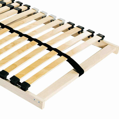 Slatted Bed Base Manual Brown Solid Beech Wood Length 190 cm 90 cm Fixed
