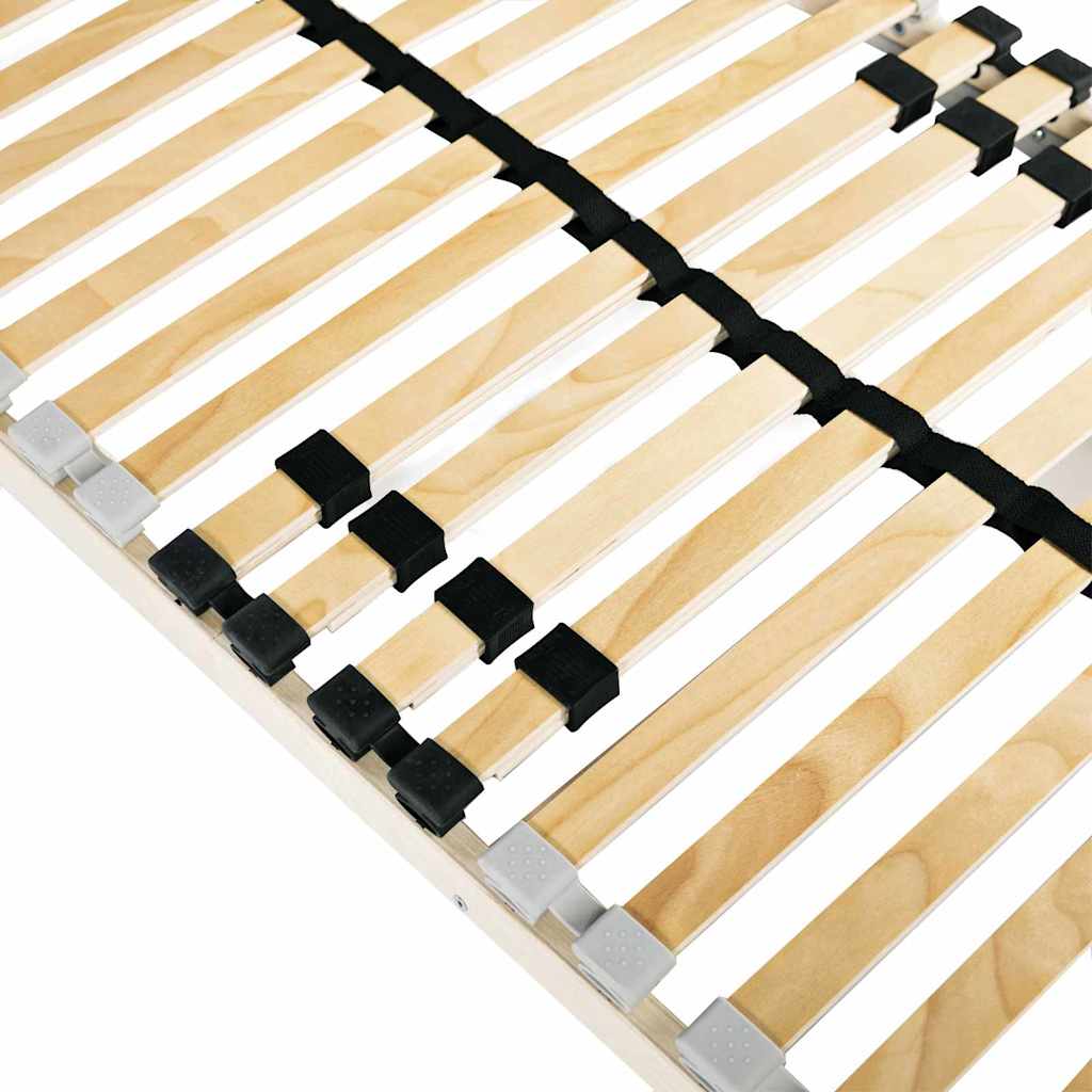 Slatted Bed Base Manual Brown Solid Beech Wood Length 190 cm 90 cm Fixed