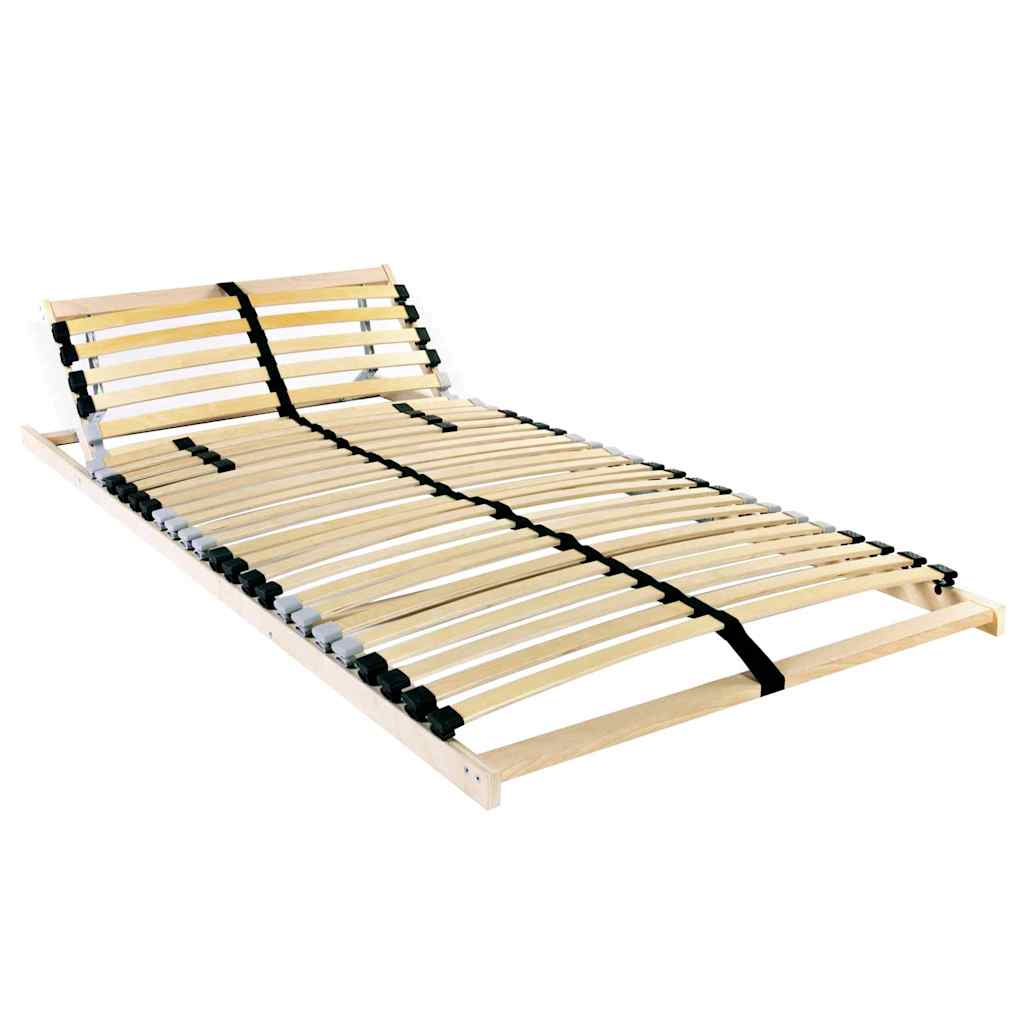 Slatted Bed Base Manual Brown Solid Beech Wood Length 190 cm 100 cm Headrest adjust (manual)
