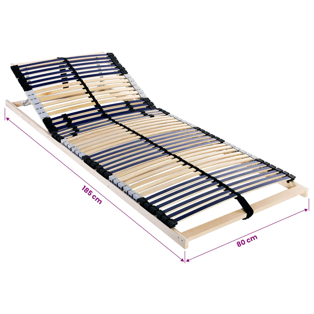 Slatted Bed Base Brown Solid Beech Wood Length 190 cm 80 cm Headrest adjust (manual)