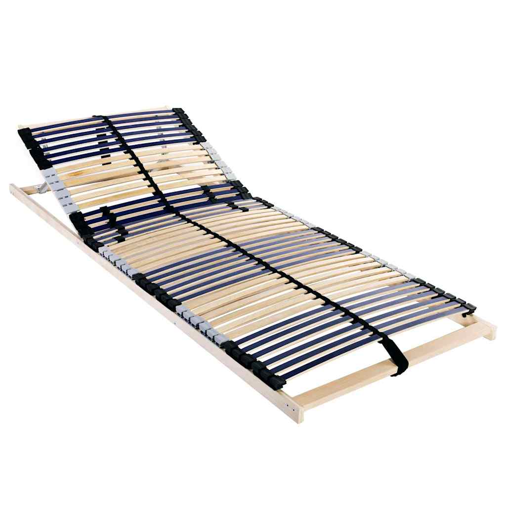 Slatted Bed Base Brown Solid Beech Wood Length 190 cm 90 cm Headrest adjust (manual)