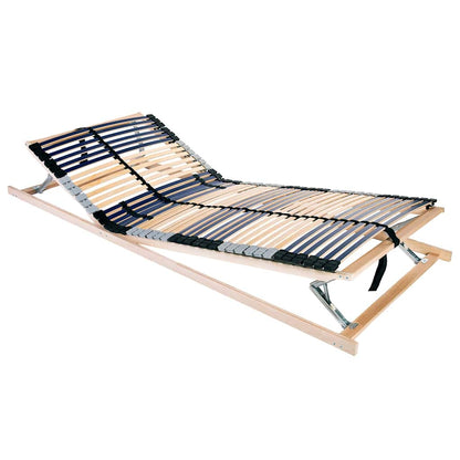 Slatted Bed Base Brown Solid Beech Wood Length 190 cm 90 cm Headrest &footrest (manual)