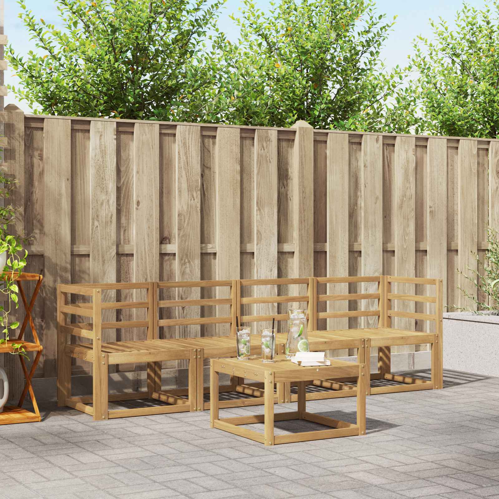 vidaXL Outdoor Sofa Set 5 pcs White Solid Acacia Wood 1