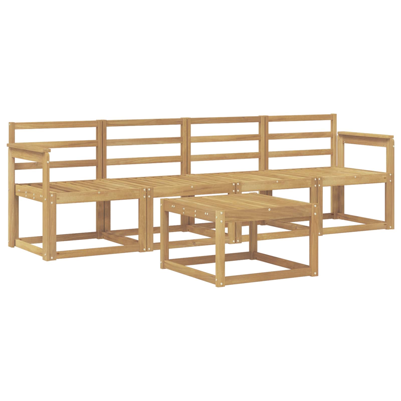 vidaXL Outdoor Sofa Set 5 pcs White Solid Acacia Wood 2
