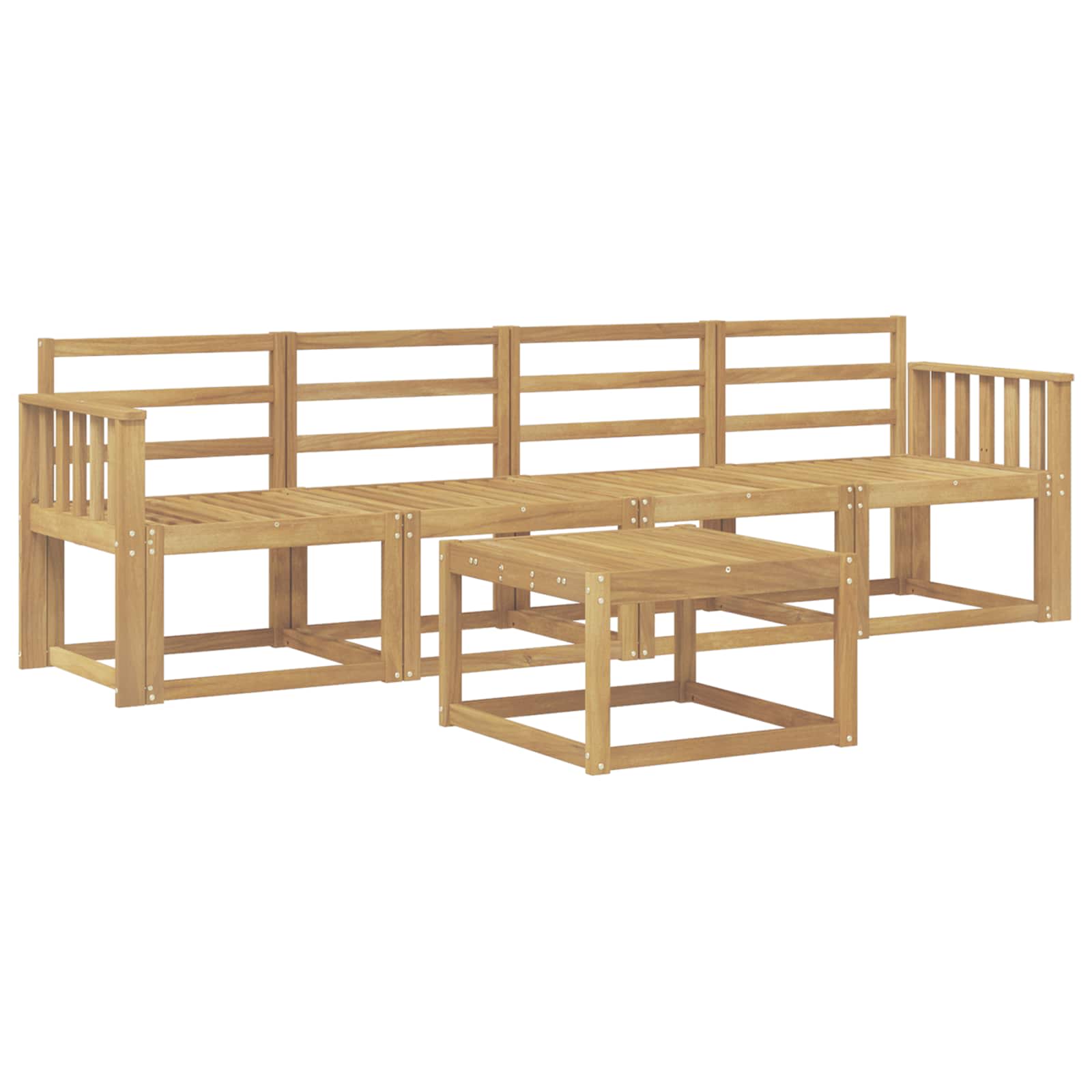 vidaXL Outdoor Sofa Set 5 pcs White Solid Acacia Wood 2