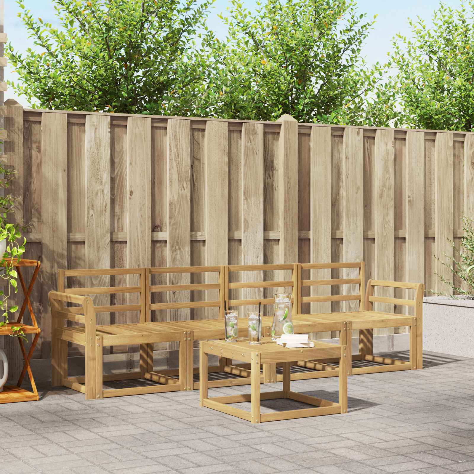 vidaXL Outdoor Sofa Set 5 pcs White Solid Acacia Wood 1