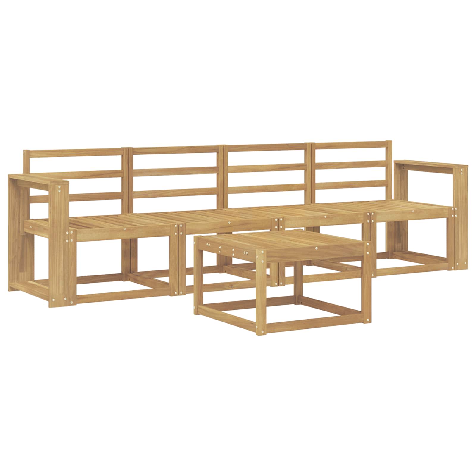 vidaXL Outdoor Sofa Set 5 pcs White Solid Acacia Wood 2