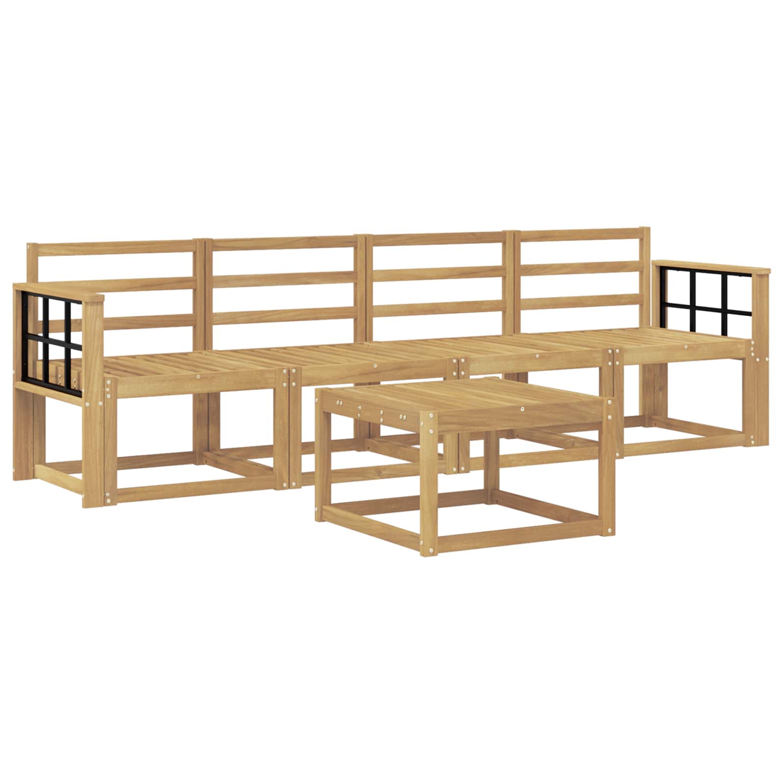 vidaXL Outdoor Sofa Set 5 pcs White Solid Acacia Wood 2