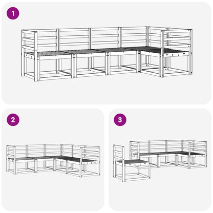 vidaXL Outdoor Sofa Set 5 pcs White Solid Acacia Wood 6