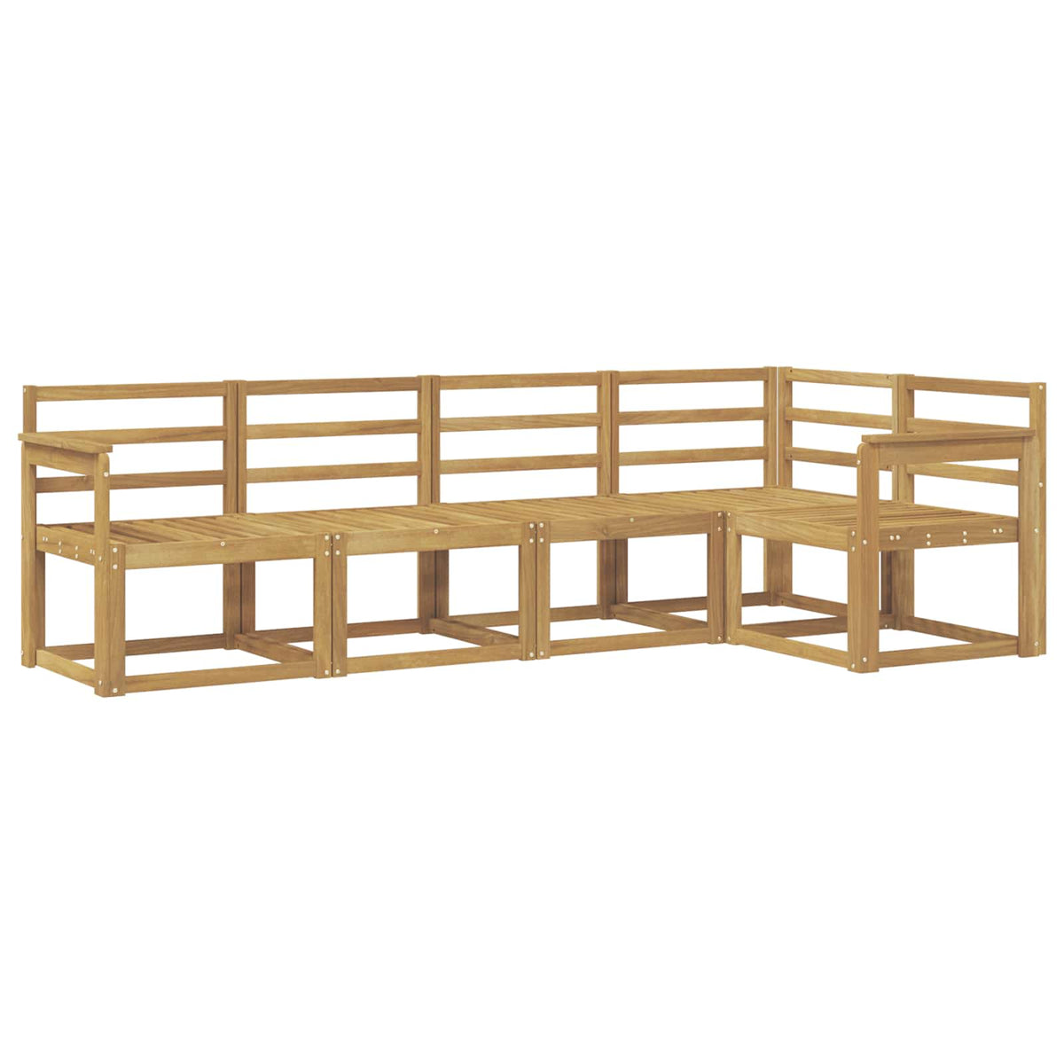 Outdoor Sofa Set 5 pcs 5-Seaters White Solid Acacia Wood Open frame