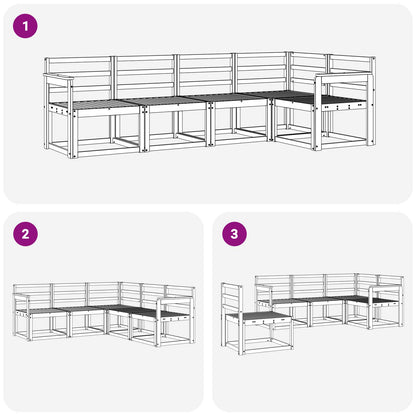 vidaXL Outdoor Sofa Set 5 pcs White Solid Acacia Wood 6