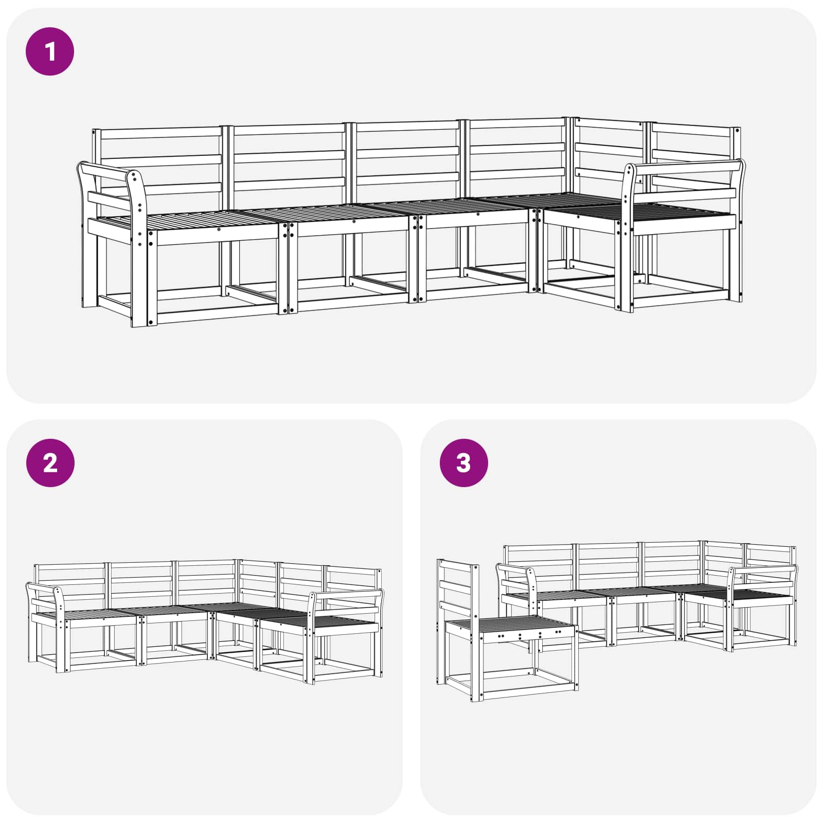 vidaXL Outdoor Sofa Set 5 pcs White Solid Acacia Wood 6