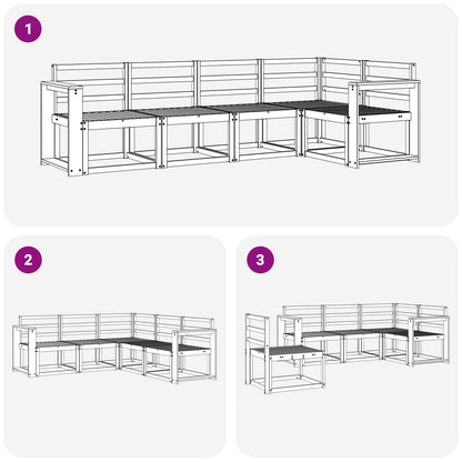vidaXL Outdoor Sofa Set 5 pcs White Solid Acacia Wood 6