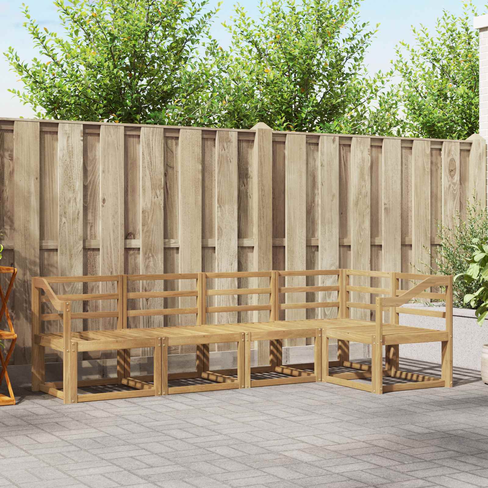 vidaXL Outdoor Sofa Set 5 pcs White Solid Acacia Wood 1