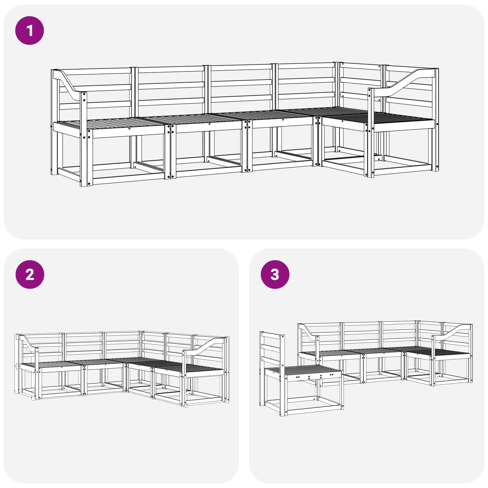 vidaXL Outdoor Sofa Set 5 pcs White Solid Acacia Wood 6