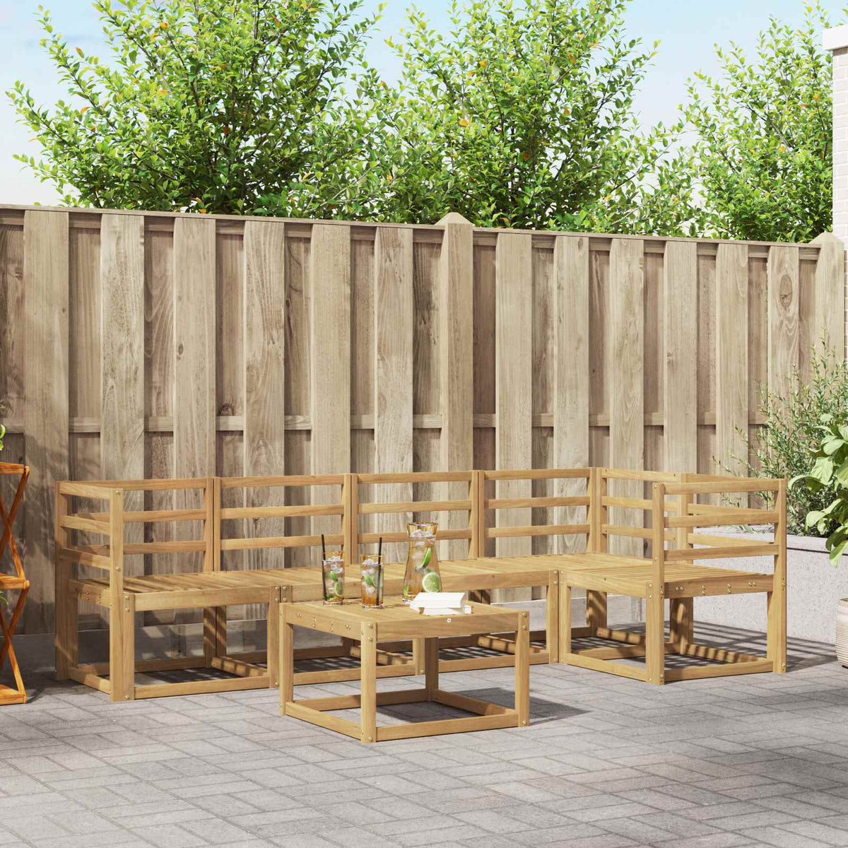 vidaXL Outdoor Sofa Set 6 pcs White Solid Acacia Wood 1