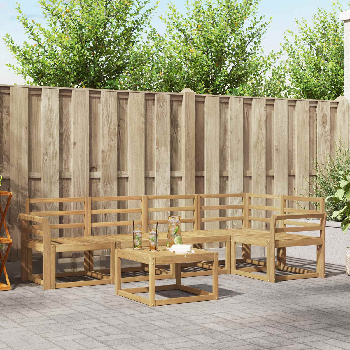 vidaXL Outdoor Sofa Set 6 pcs White Solid Acacia Wood 1