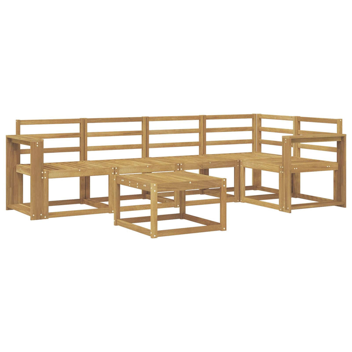 Outdoor Sofa Set 6 pcs 5-Seaters White Solid Acacia Wood Wide flat