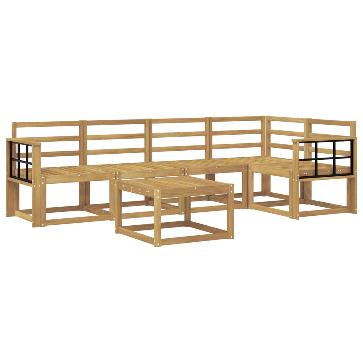 vidaXL Outdoor Sofa Set 6 pcs White Solid Acacia Wood 2