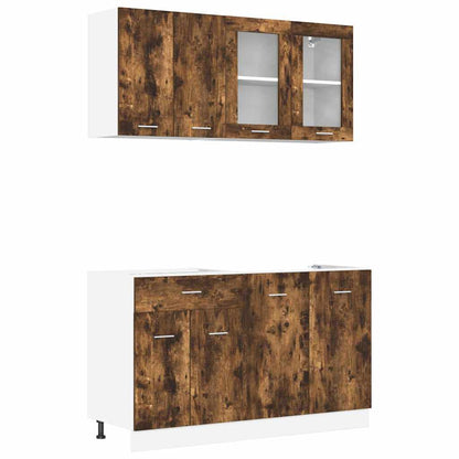 vidaXL Kitchen Unit LYON 4 pcs Smoked Oak Engineered Wood 2