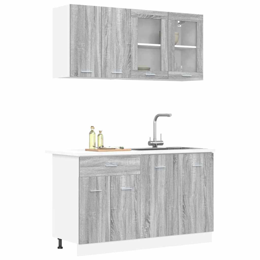 vidaXL Kitchen Unit LYON 4 pcs Grey sonoma Engineered Wood 3