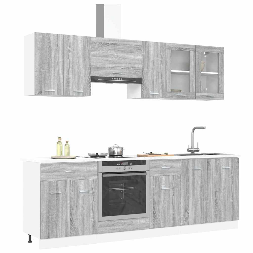Kitchen Unit Lyon 8 pcs Engineered Wood Grey sonoma