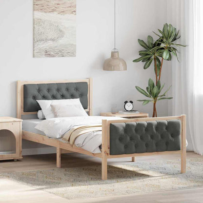 vidaXL Bed Frame Light Grey Solid Pine Wood
