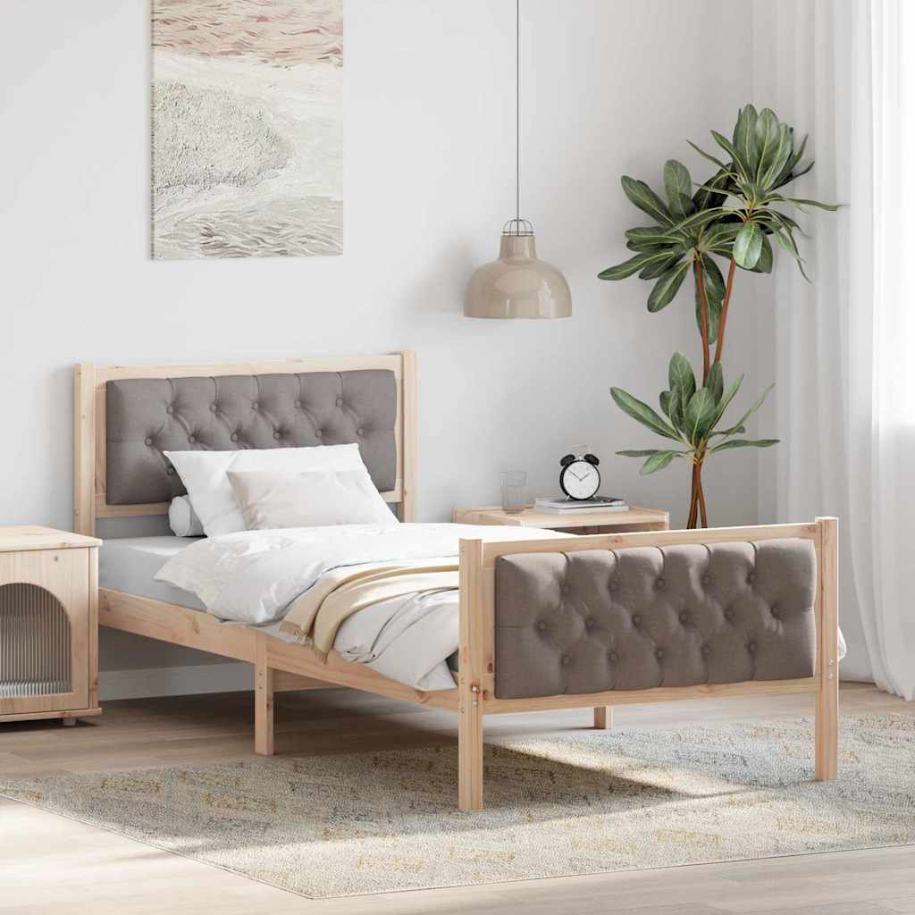 vidaXL Bed Frame Light Grey Solid Pine Wood