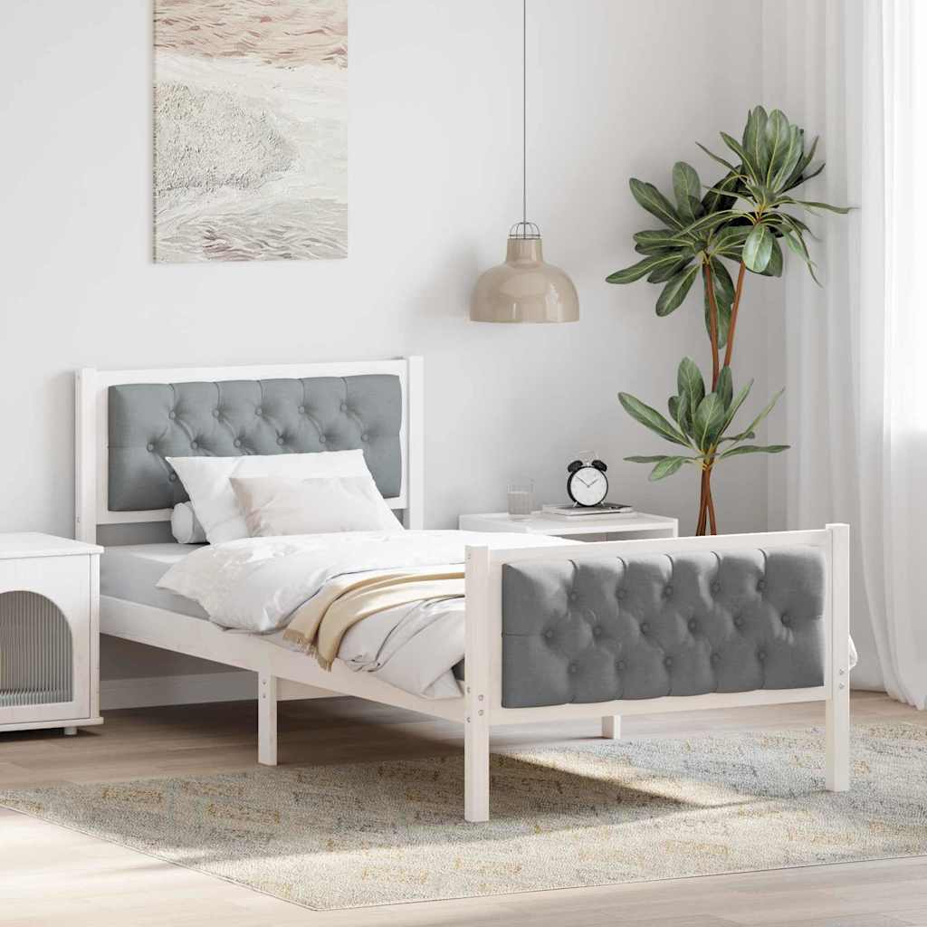 vidaXL Bed Frame Light Grey Solid Pine Wood