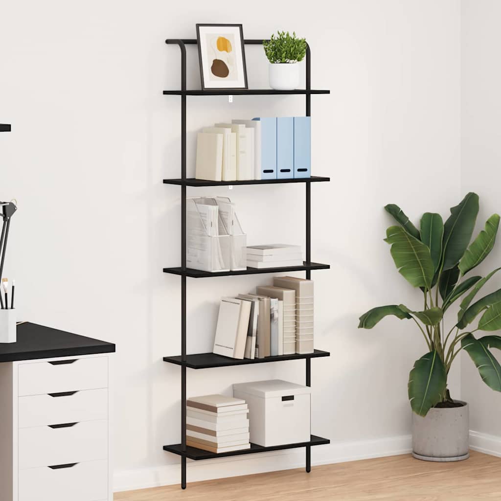 Bookshelf 5-Tier Engineered wood Black oak 60 x 24 x 168 cm