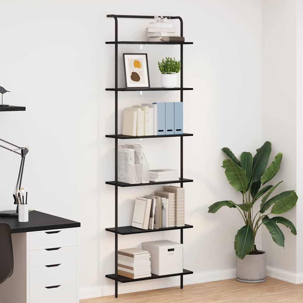 Bookshelf 5-Tier Engineered wood Black oak 60 x 24 x 203 cm