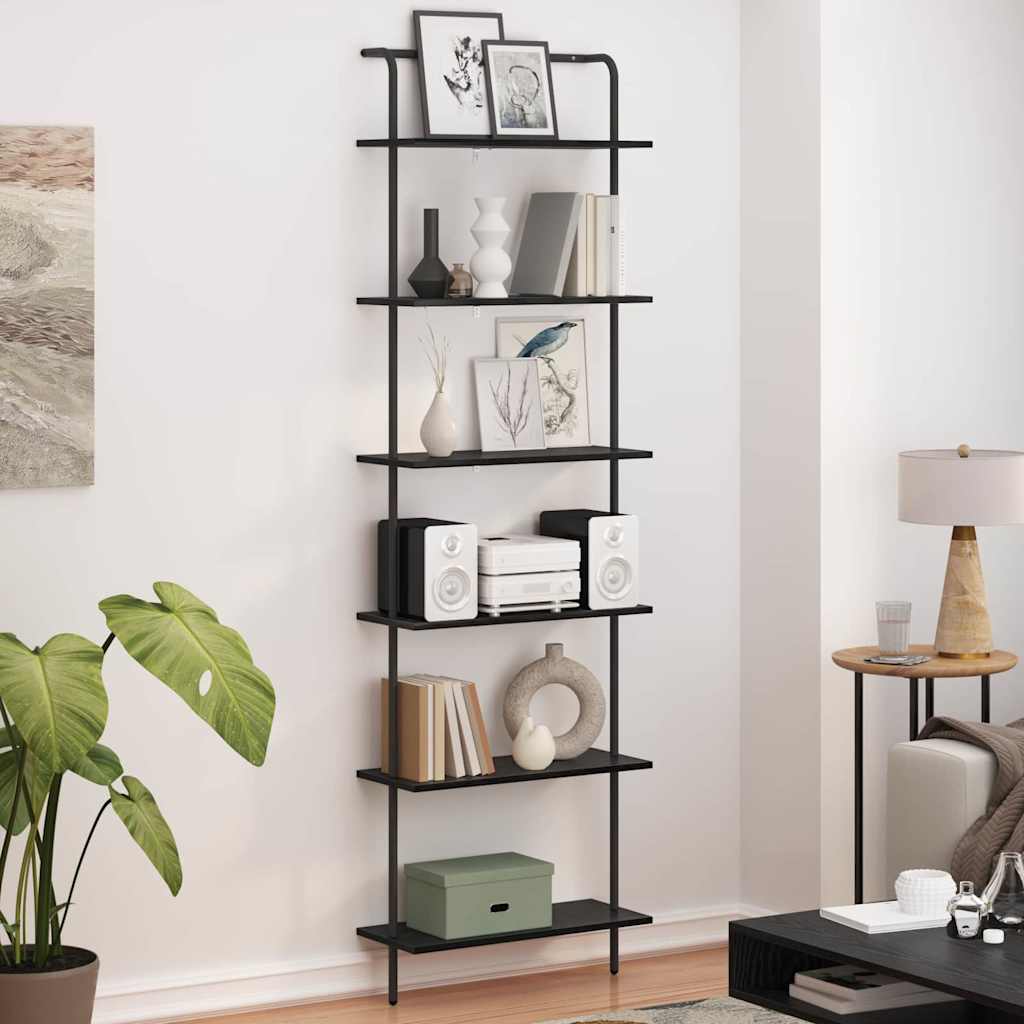Bookshelf 5-Tier Engineered wood Black oak 60 x 24 x 203 cm