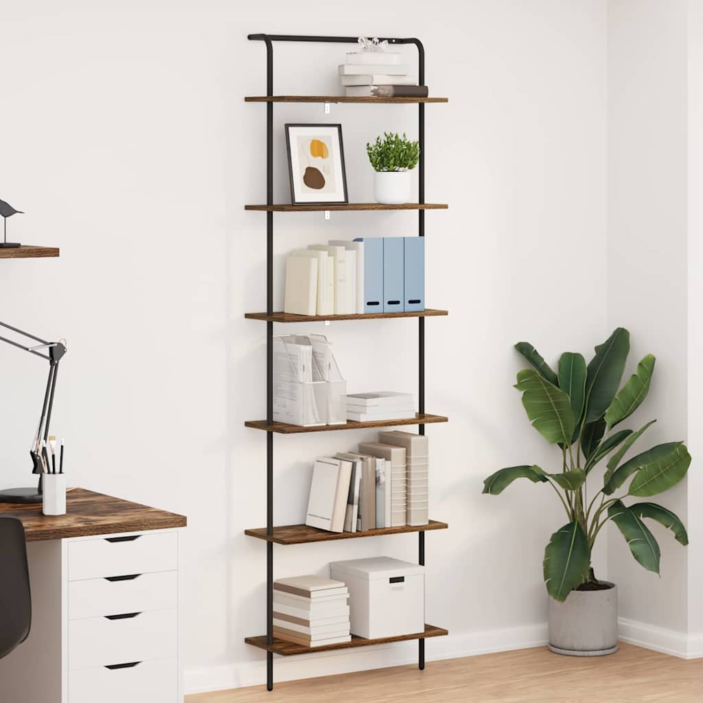 Bookshelf 5-Tier Engineered wood Smoked oak 60 x 24 x 203 cm