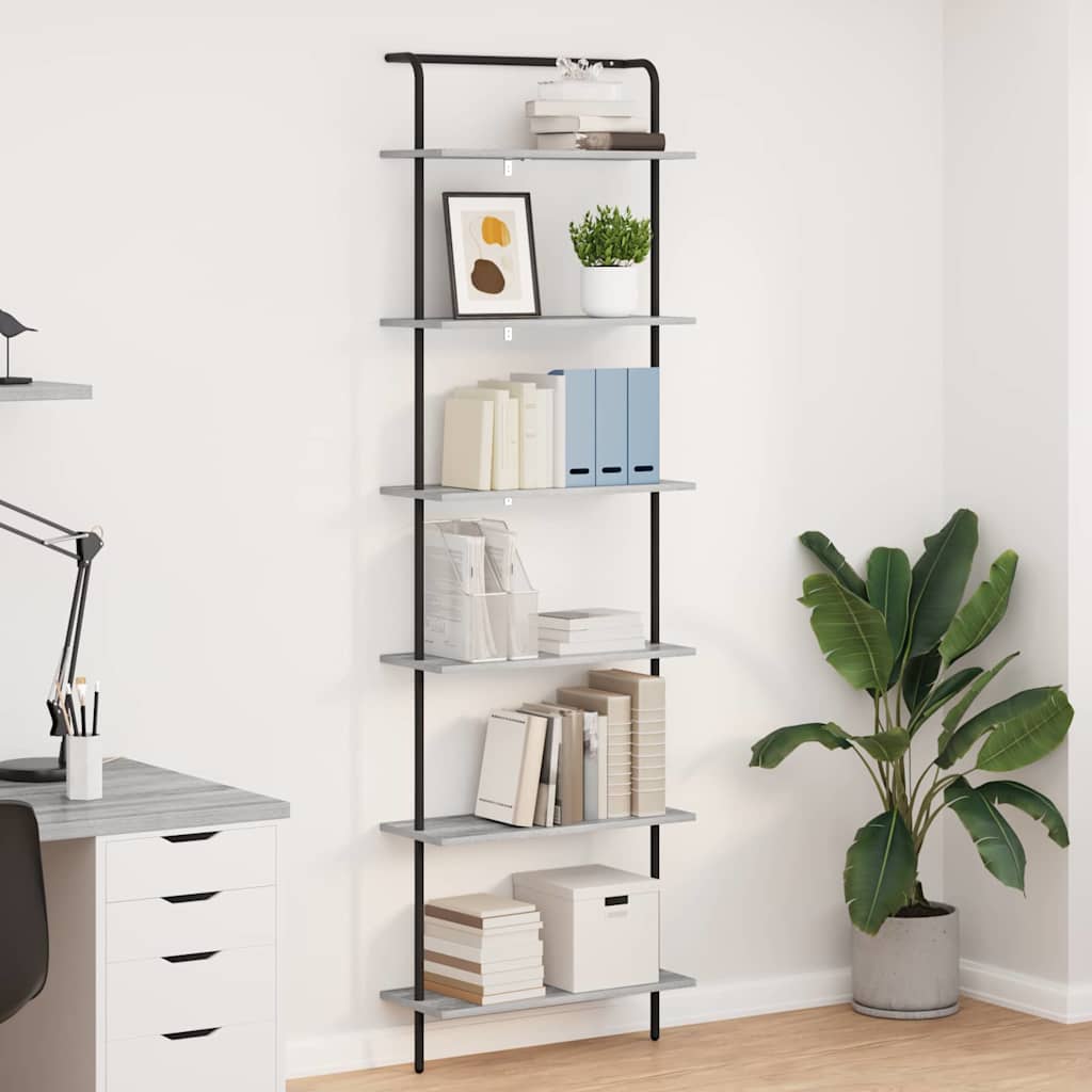 Bookshelf 5-Tier Engineered wood Grey sonoma 60 x 24 x 203 cm