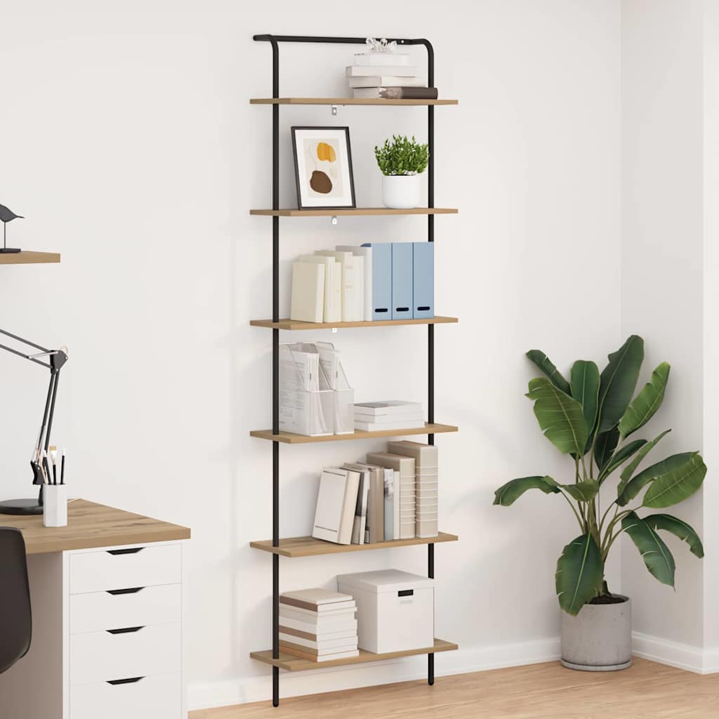 Bookshelf 5-Tier Engineered wood Artisan oak 60 x 24 x 203 cm