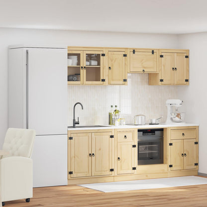 vidaXL Cabinet SKI 8 pcs Honey Brown Solid Pine Wood 1