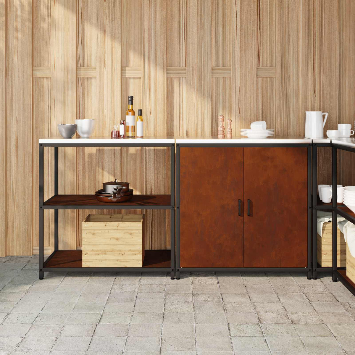 vidaXL Kitchen Storage Set HATTEM 2 pcs Rusty Steel 1
