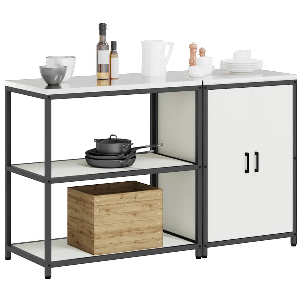 vidaXL Kitchen Storage Set HATTEM 2 pcs White Cold-rolled Steel 3