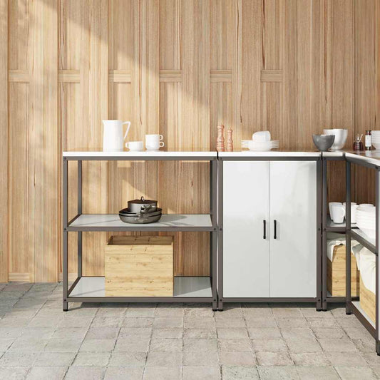 Kitchen Storage Set HATTEM 2 pcs Silver Galvanised steel 150 x 50 x 92 cm