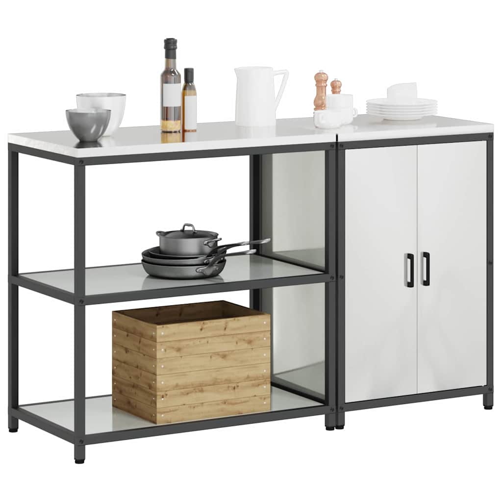 vidaXL Kitchen Storage Set HATTEM 2 pcs Silver Galvanised Steel 3