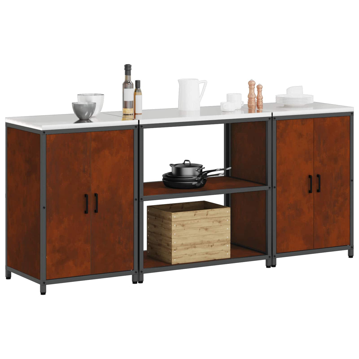 vidaXL Kitchen Storage Set HATTEM 3 pcs Rusty Steel 3