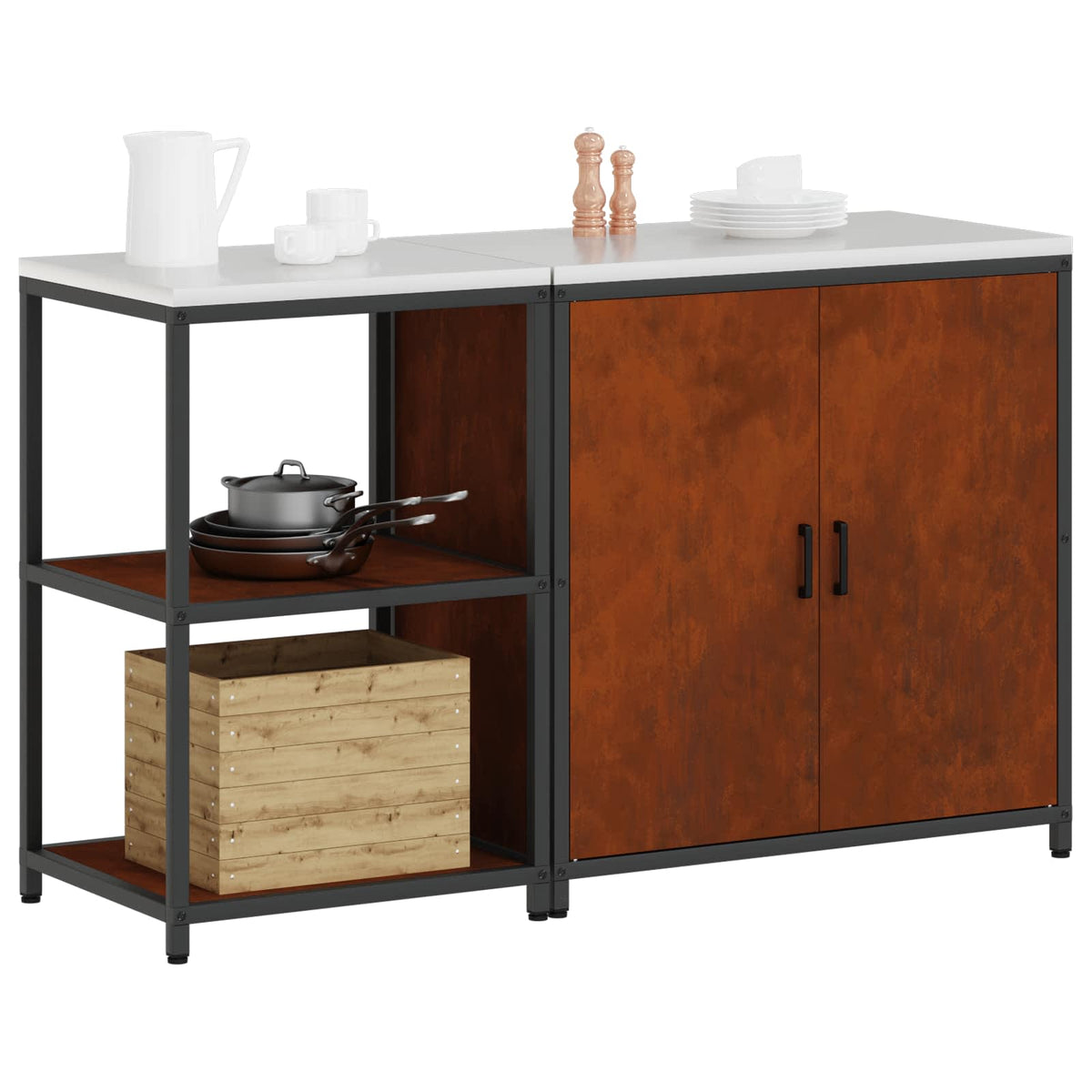 vidaXL Kitchen Storage Set HATTEM 2 pcs Rusty Steel 3