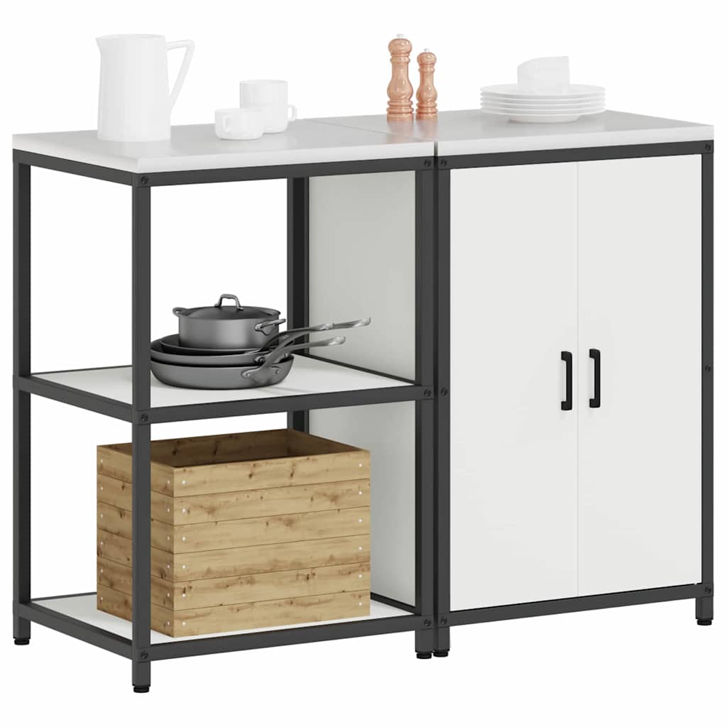 vidaXL Kitchen Storage Set HATTEM 2 pcs White Cold-rolled Steel 3