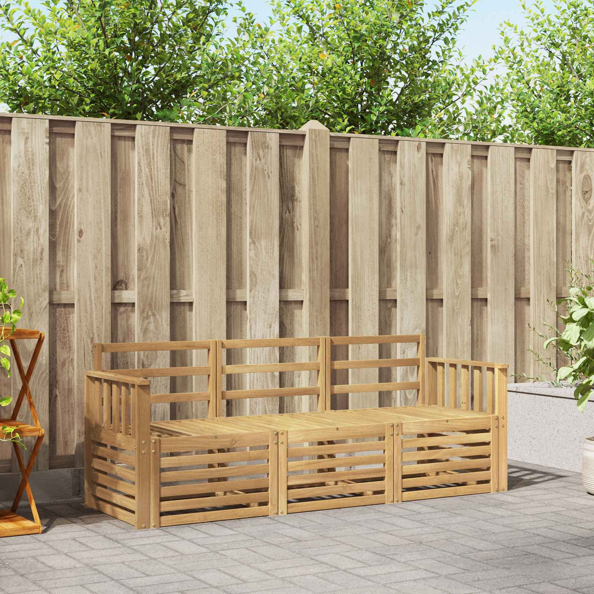 vidaXL Outdoor Sofa Set 3 pcs 3-Seaters Solid Acacia Wood White